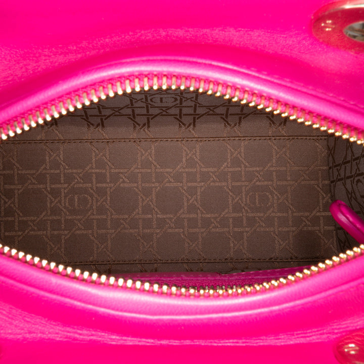 Medium Lambskin Cannage Lady Dior Pink - Gaby Paris