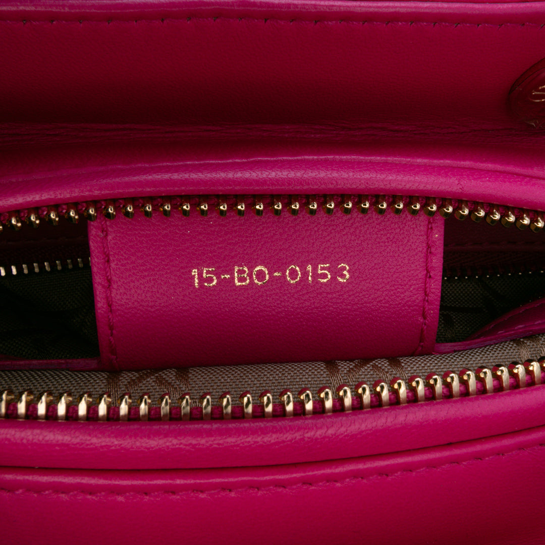 Medium Lambskin Cannage Lady Dior Pink - Gaby Paris