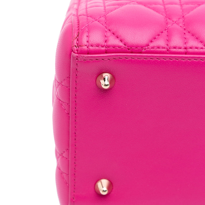 Medium Lambskin Cannage Lady Dior Pink - Gaby Paris