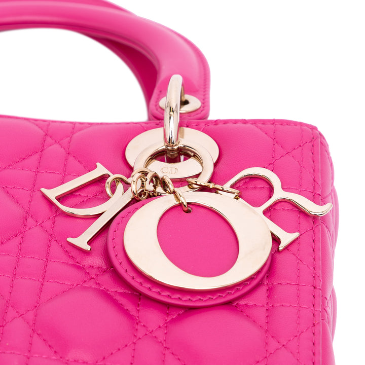 Medium Lambskin Cannage Lady Dior Pink - Gaby Paris