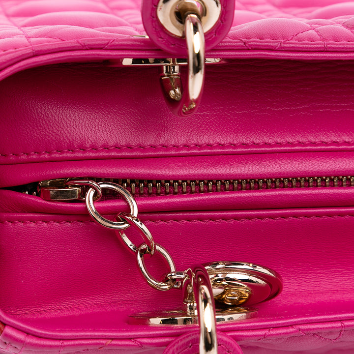 Medium Lambskin Cannage Lady Dior Pink - Gaby Paris
