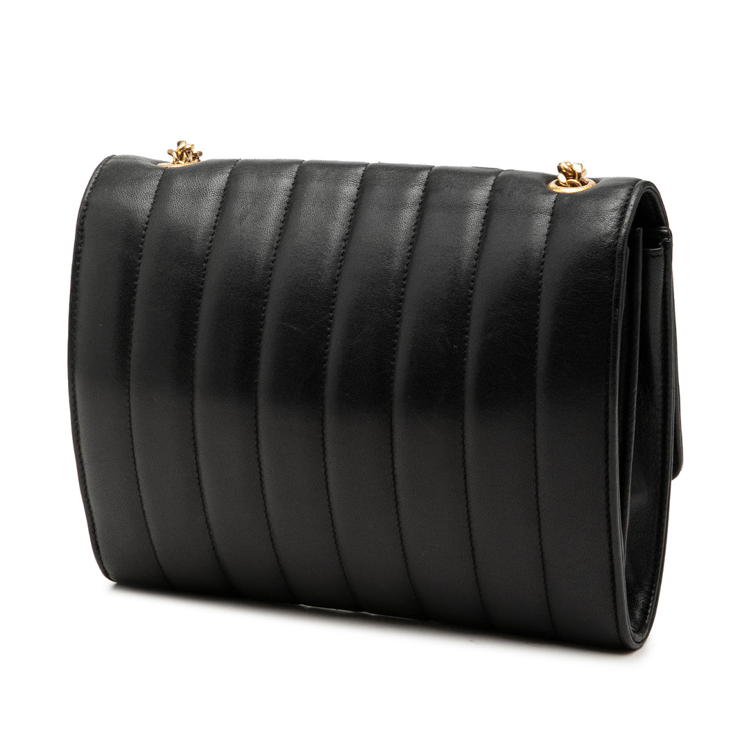 Matelasse Vicky Chaîne Portefeuille Cuir d'agneau Noir