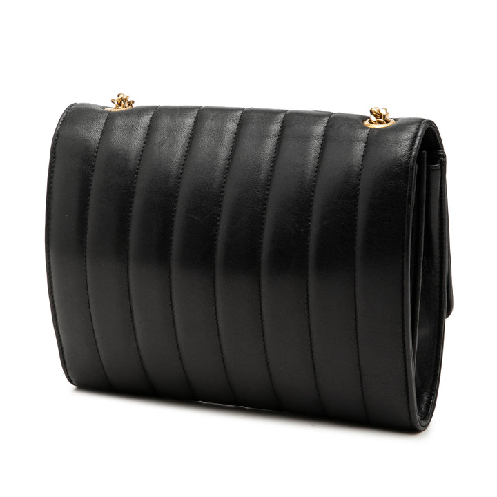 Matelasse Vicky Chaîne Portefeuille Cuir d'agneau Noir