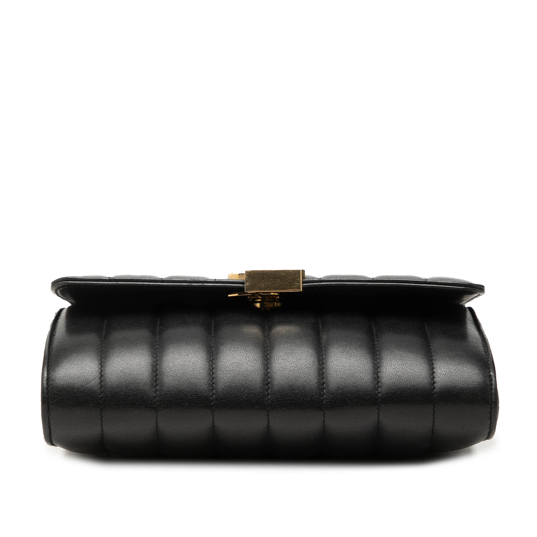Matelasse Vicky Chaîne Portefeuille Cuir d'agneau Noir