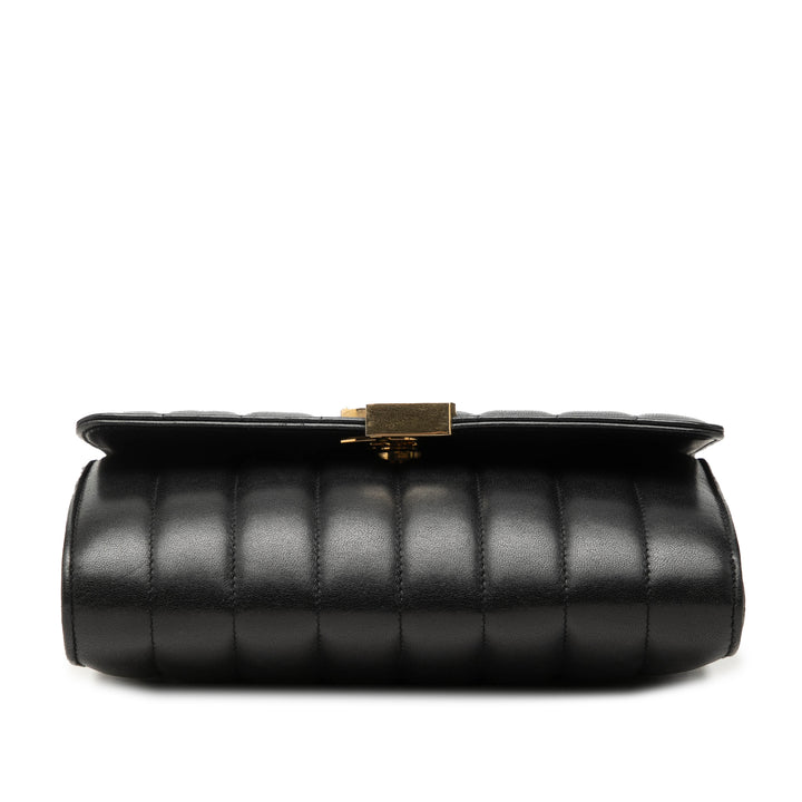 Matelasse Vicky Chaîne Portefeuille Cuir d'agneau Noir