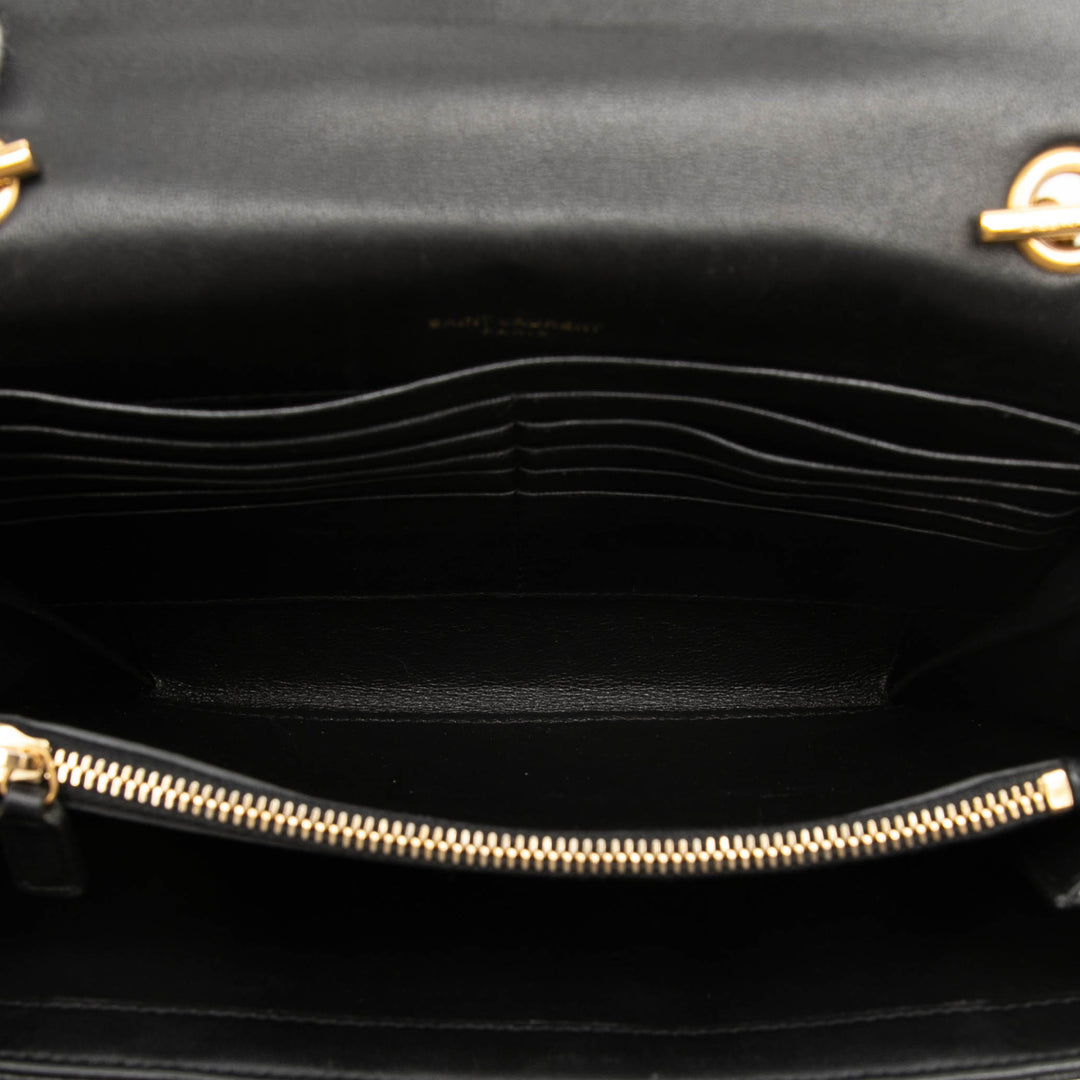 Matelasse Vicky Chaîne Portefeuille Cuir d'agneau Noir