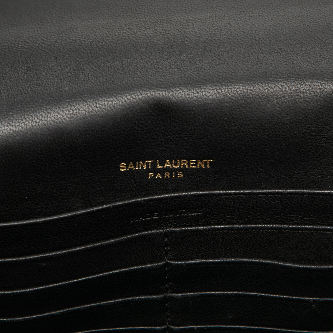 Matelasse Vicky Chaîne Portefeuille Cuir d'agneau Noir
