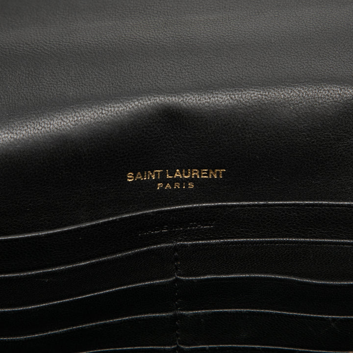 Matelasse Vicky Chaîne Portefeuille Cuir d'agneau Noir