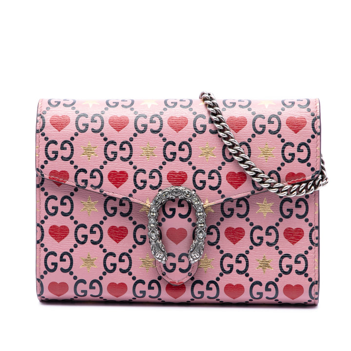 Valentines Day Dionysus Wallet on Chain Cuir de veau Rose