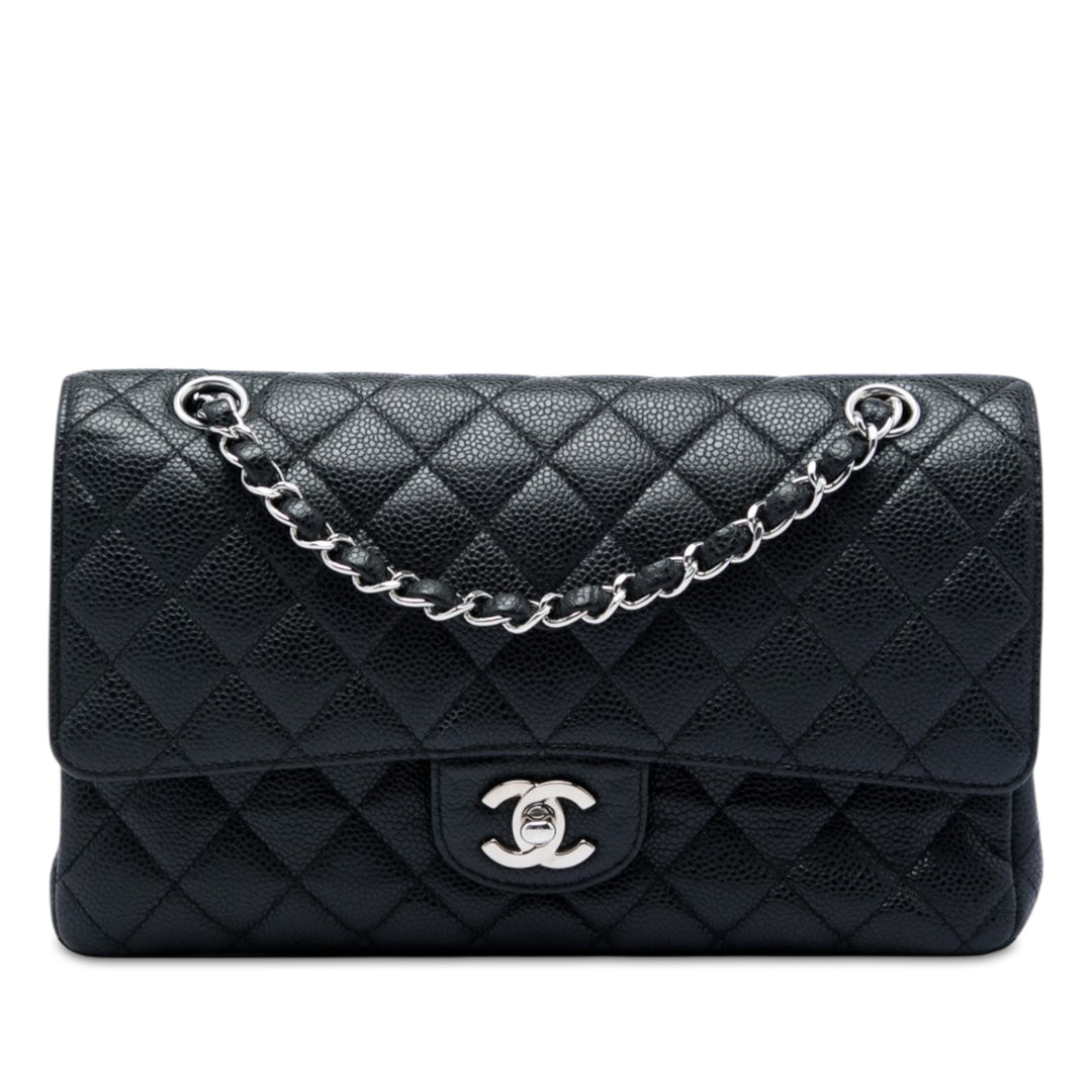 Classic Double rabat Moyen Cuir caviar Noir