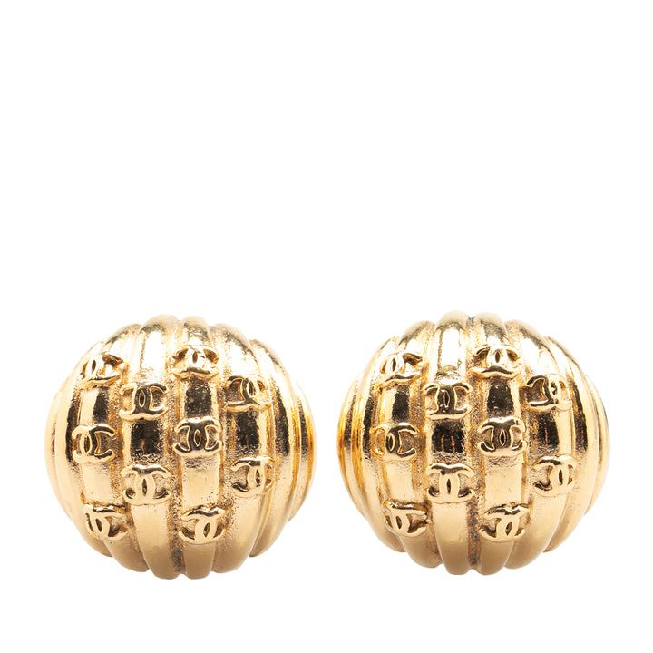 Gold Plated CC Dome Clip On Earrings Gold - Gaby Paris