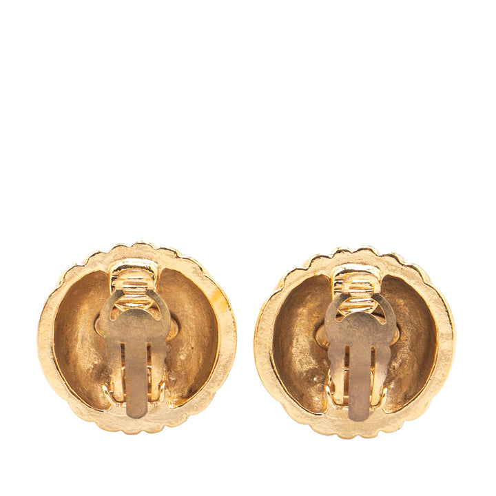 Gold Plated CC Dome Clip On Earrings Gold - Gaby Paris