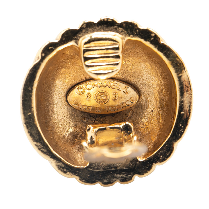 Gold Plated CC Dome Clip On Earrings Gold - Gaby Paris