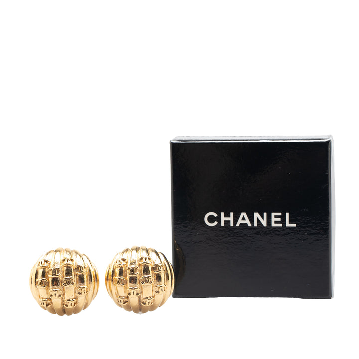 Gold Plated CC Dome Clip On Earrings Gold - Gaby Paris