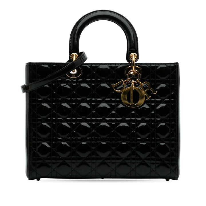 Large Patent Cannage Lady Dior Black - Gaby Paris