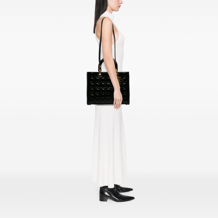 Large Patent Cannage Lady Dior Black - Gaby Paris