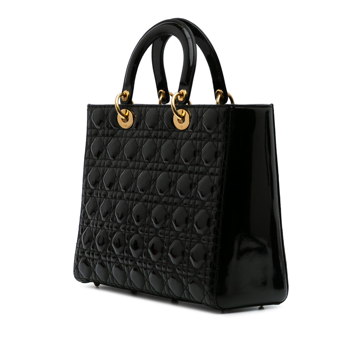 Large Patent Cannage Lady Dior Black - Gaby Paris