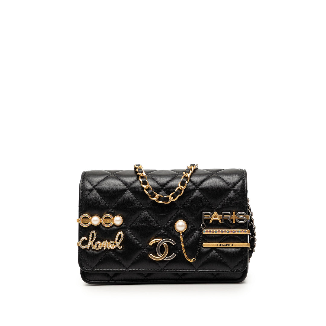 Chanel Mini CC Matelassé Cuir d’agneau Coco Clips Wallet on Chain