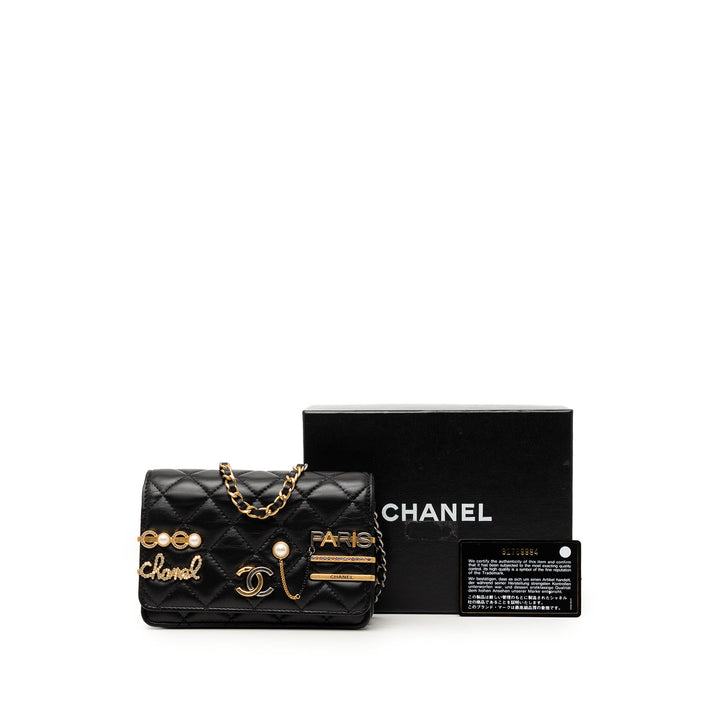 Chanel Mini CC Matelassé Cuir d’agneau Coco Clips Wallet on Chain