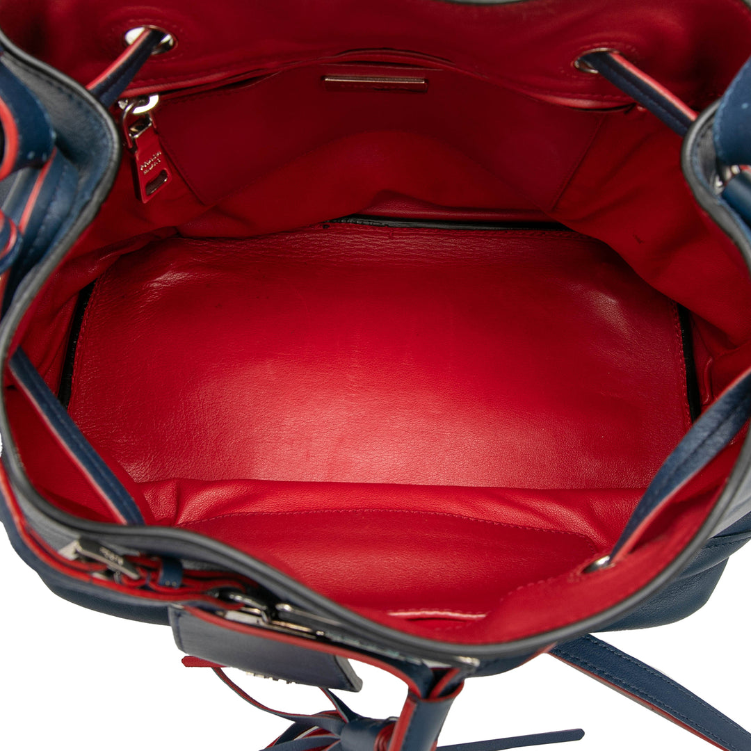 Prada Soft Veau Pompon Convertible Drawstring Bucket Sac
