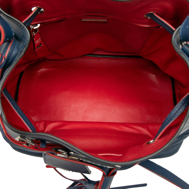Prada Soft Veau Pompon Convertible Drawstring Bucket Sac