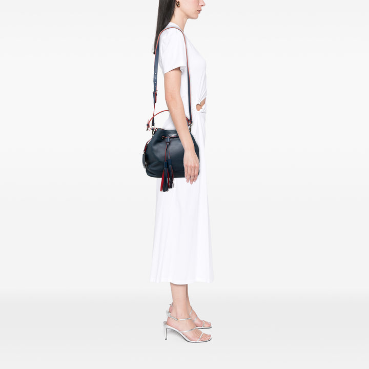 Prada Soft Veau Pompon Convertible Drawstring Bucket Sac
