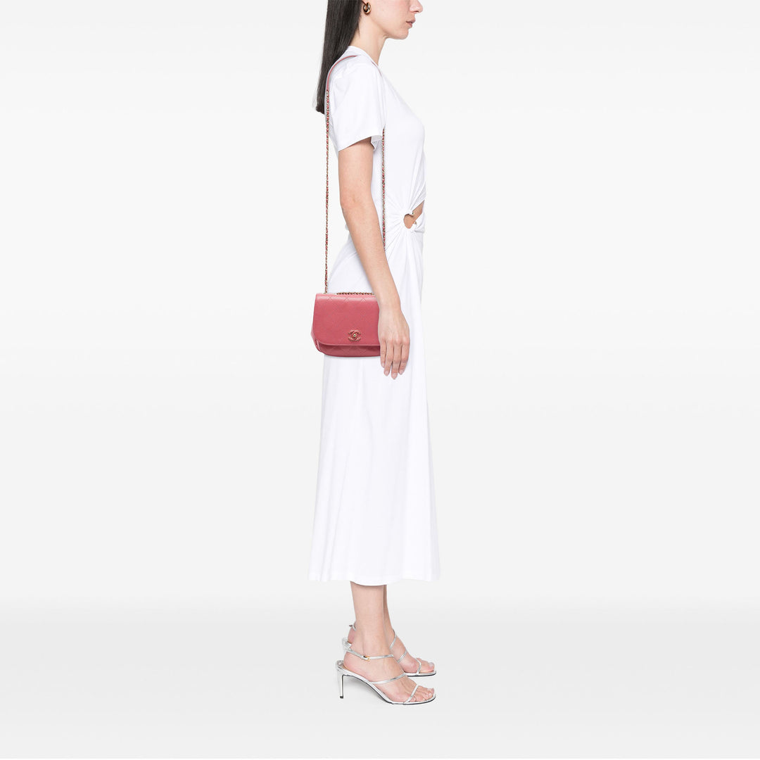 Chanel Small Surpiqué Cuir de veau Covered CC à rabat