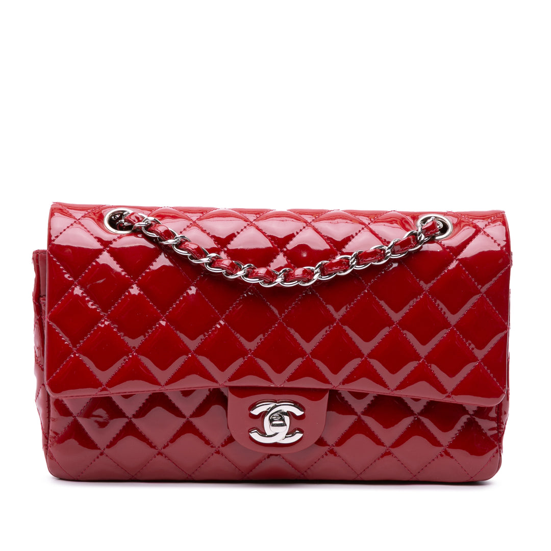 Medium Classic Patent Double Flap Red - Gaby Paris