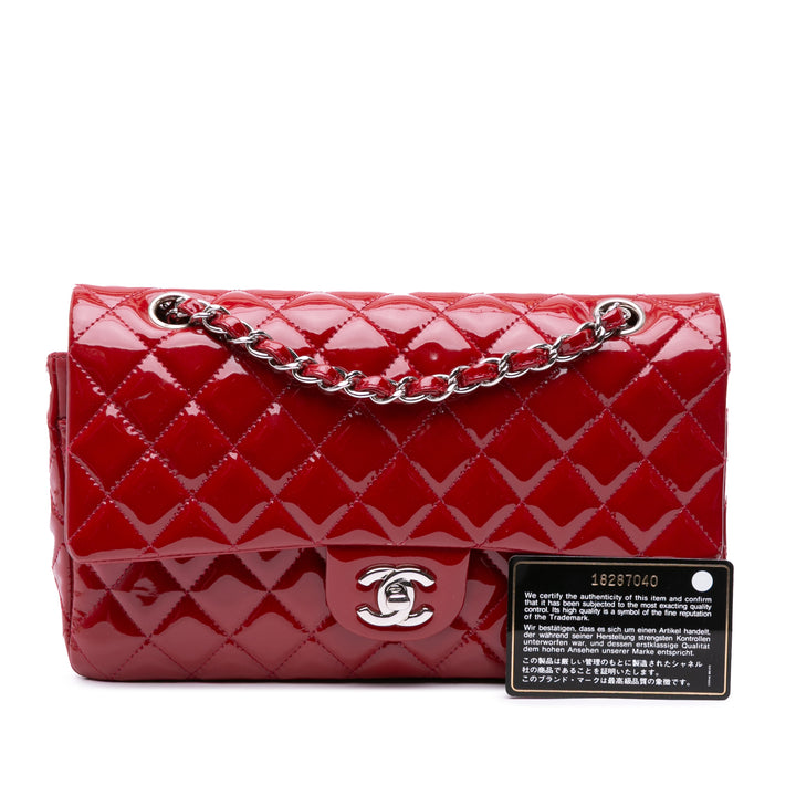 Medium Classic Patent Double Flap Red - Gaby Paris