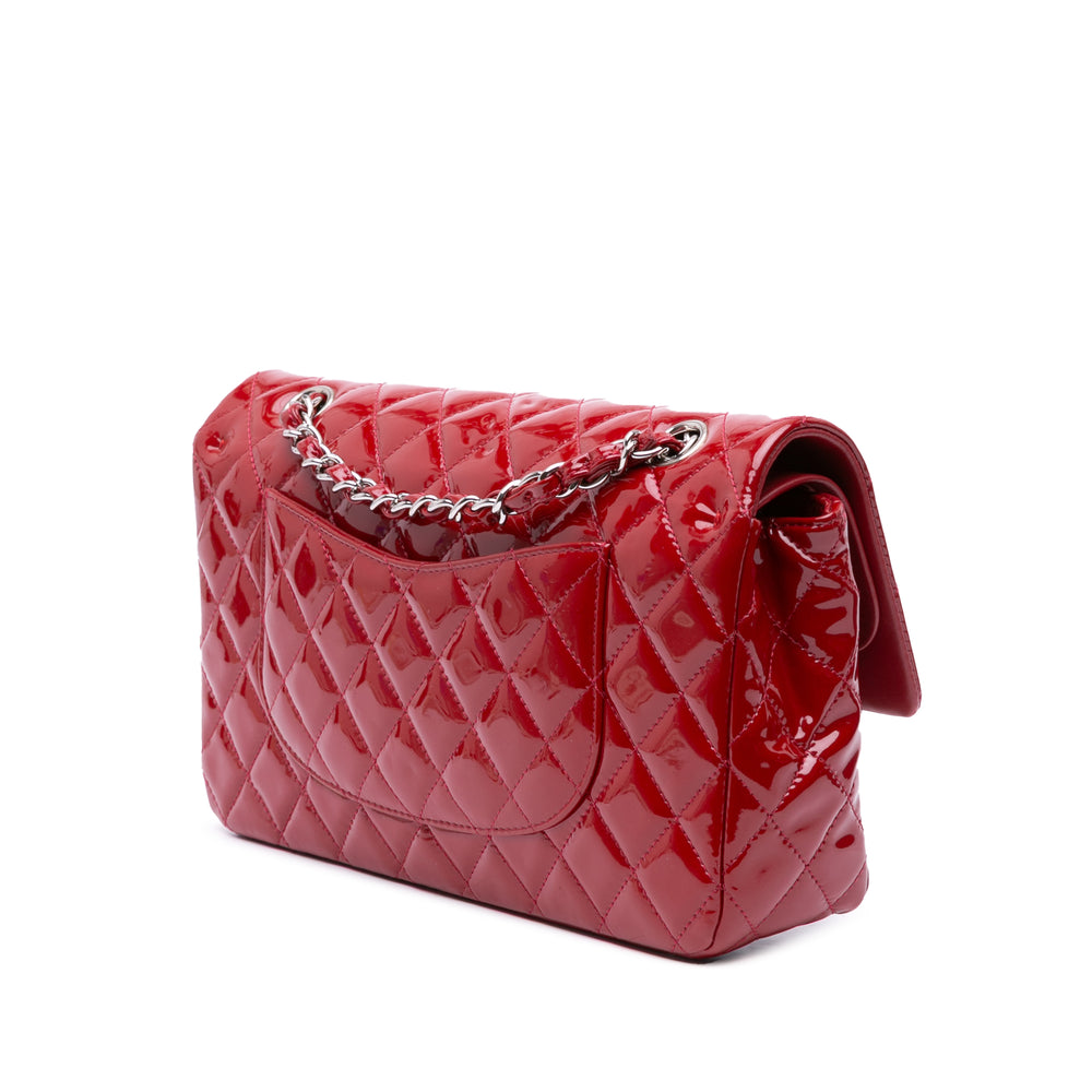 Medium Classic Patent Double Flap Red - Gaby Paris
