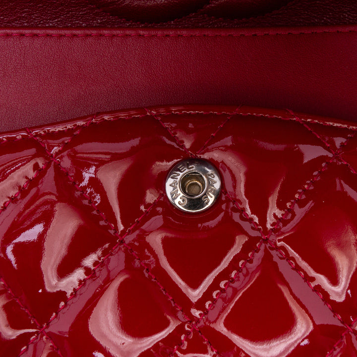 Medium Classic Patent Double Flap Red - Gaby Paris