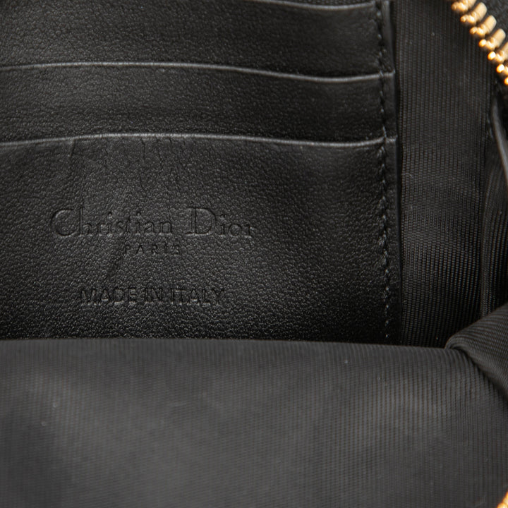 Cannage Lady Dior Call In Étui téléphone Cuir d'agneau Noir