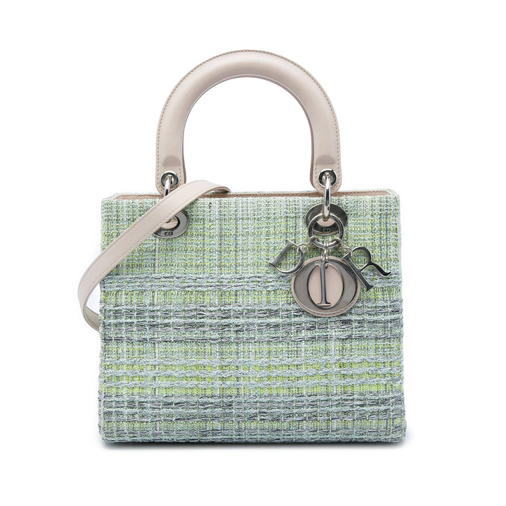 Dior Sac à main Lady Dior Tweed Moyen Vert – vue principale – GABY PARIS