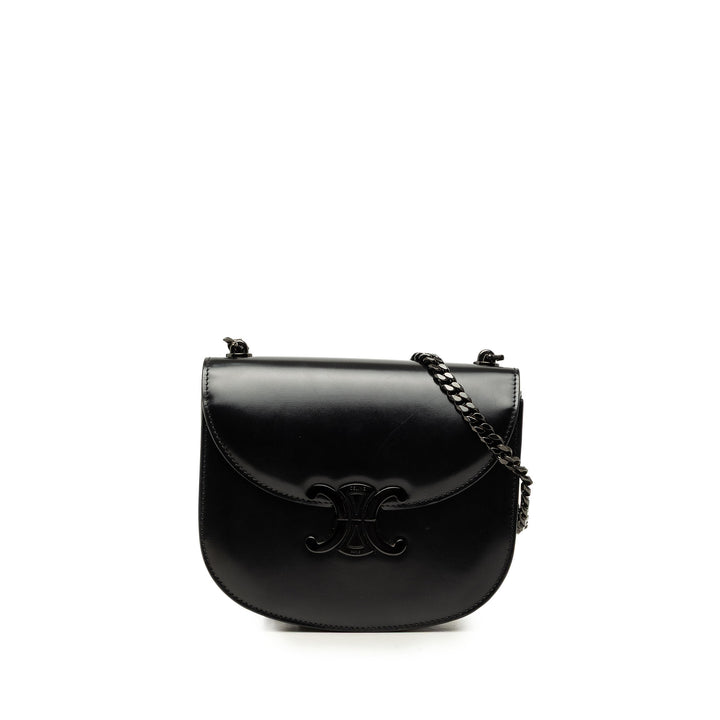 brillant Triomphe Besace Clea Chaîne Sac Teen Cuir de veau Noir