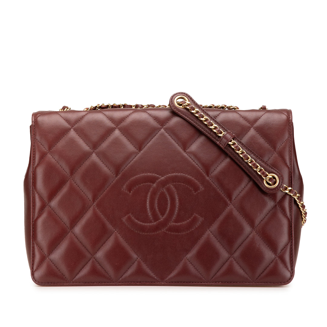 Medium Quilted Lambskin Diamond CC Flap Red - Gaby Paris