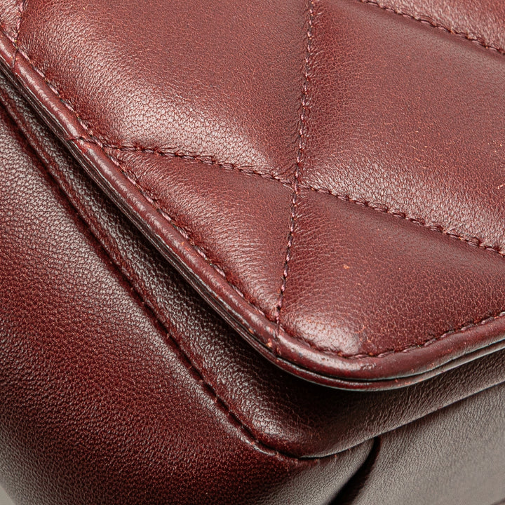 Medium Quilted Lambskin Diamond CC Flap Red - Gaby Paris