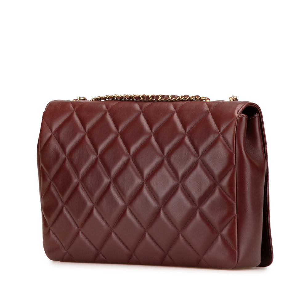 Medium Quilted Lambskin Diamond CC Flap Red - Gaby Paris