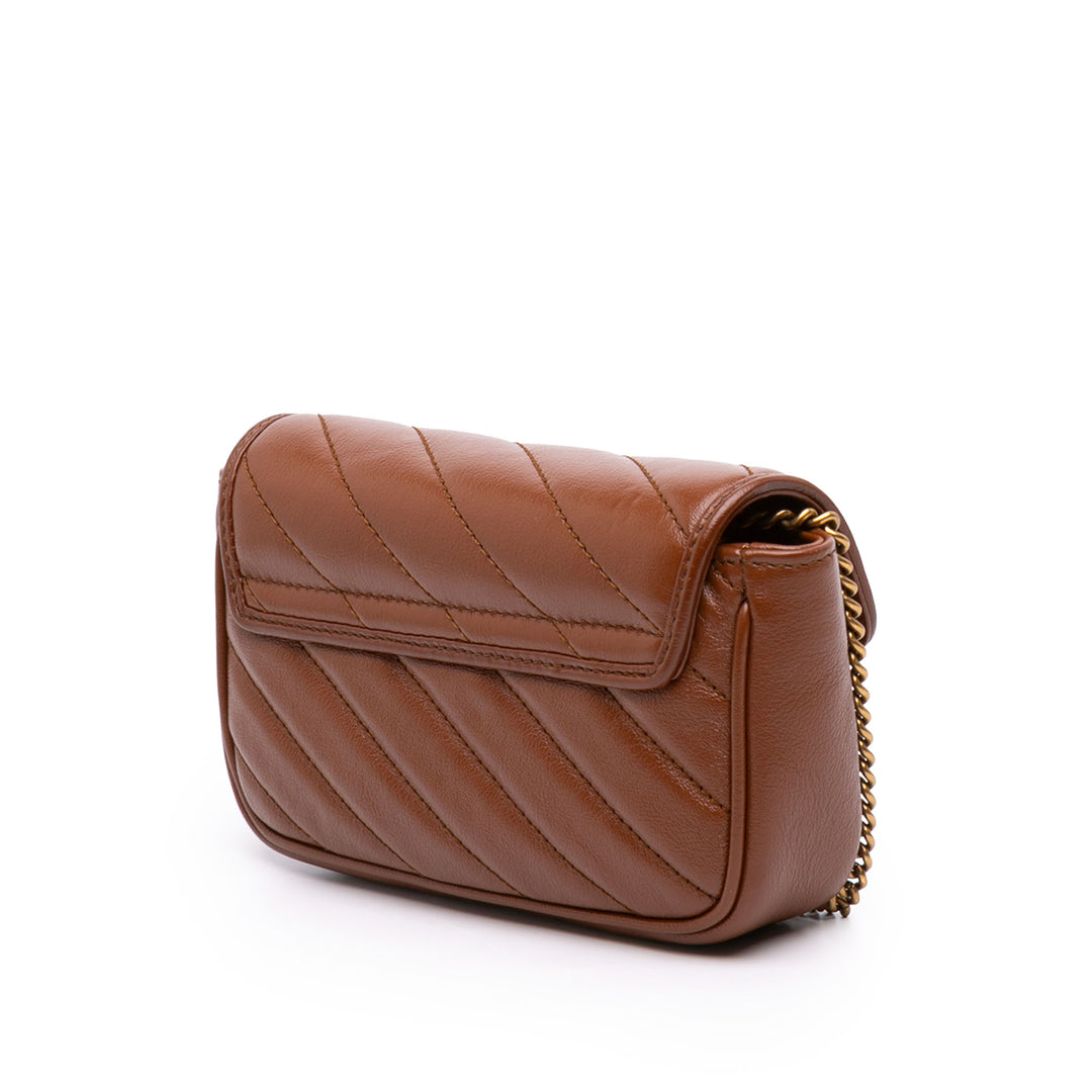 Gucci Mini GG Marmont Matelasse Diagonal Cuir à rabat Sac porté croisé