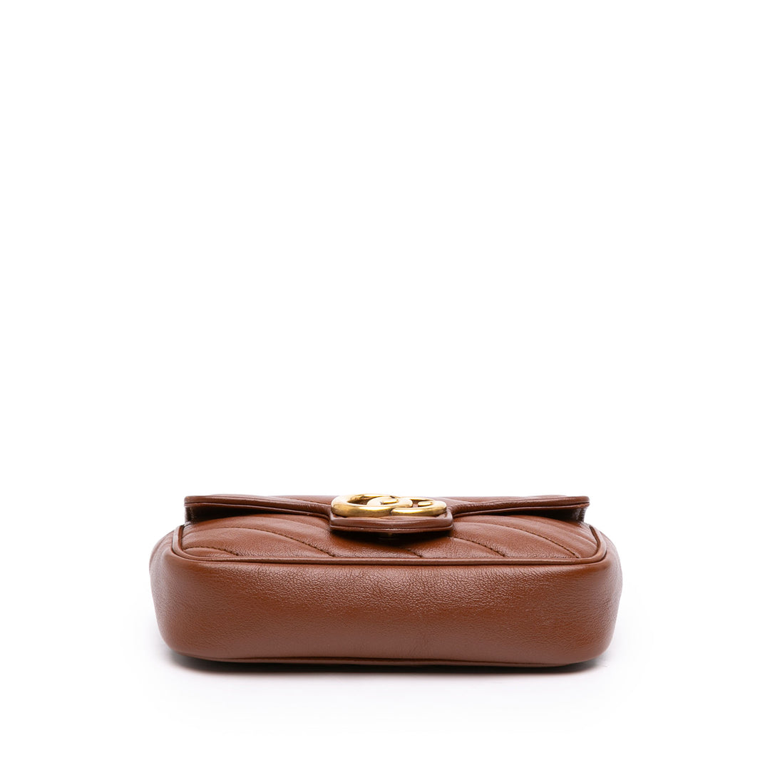 Gucci Mini GG Marmont Matelasse Diagonal Cuir à rabat Sac porté croisé