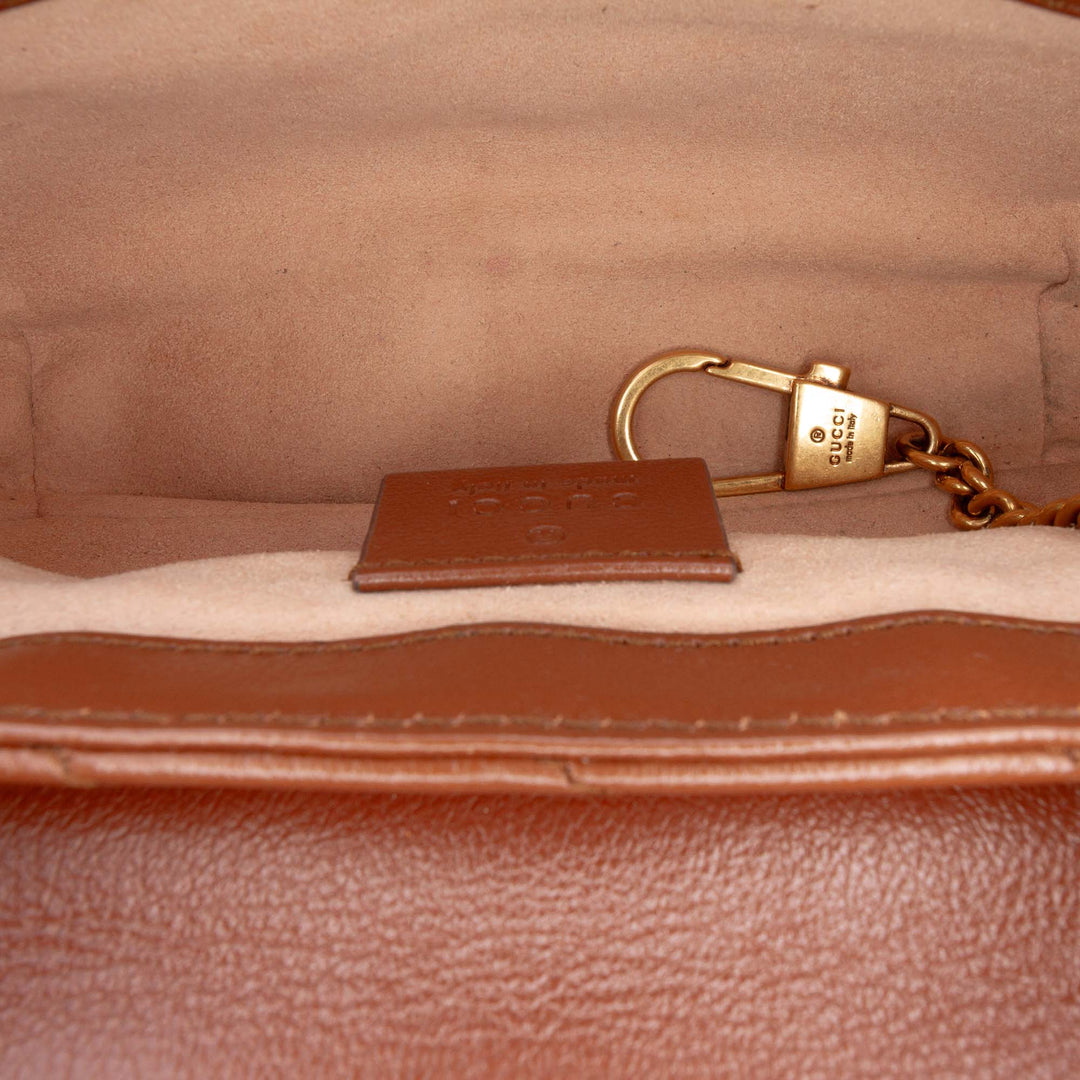 Gucci Mini GG Marmont Matelasse Diagonal Cuir à rabat Sac porté croisé