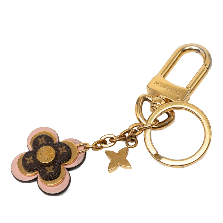 plaqué Blooming Flowers Bijou de sac et Porte-clés Monogram Doré