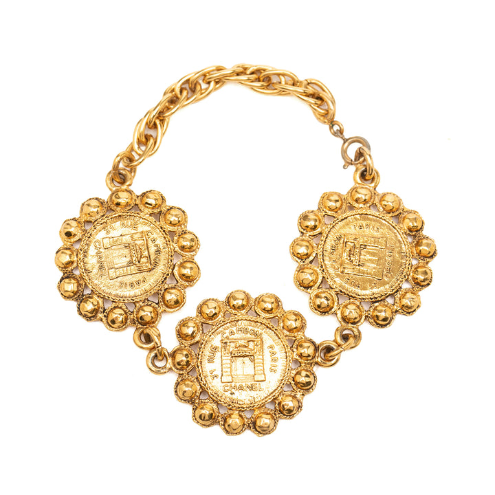 plaqué 31 Rue Cambon Medallion Link Bracelet Doré