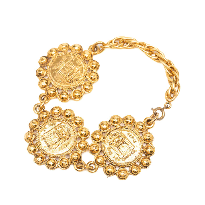 plaqué 31 Rue Cambon Medallion Link Bracelet Doré