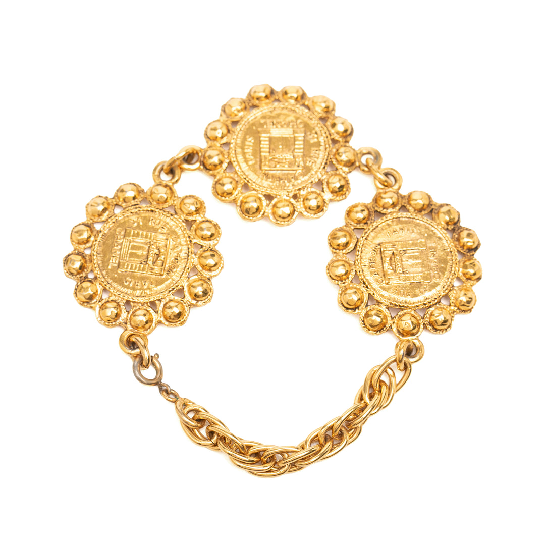 plaqué 31 Rue Cambon Medallion Link Bracelet Doré
