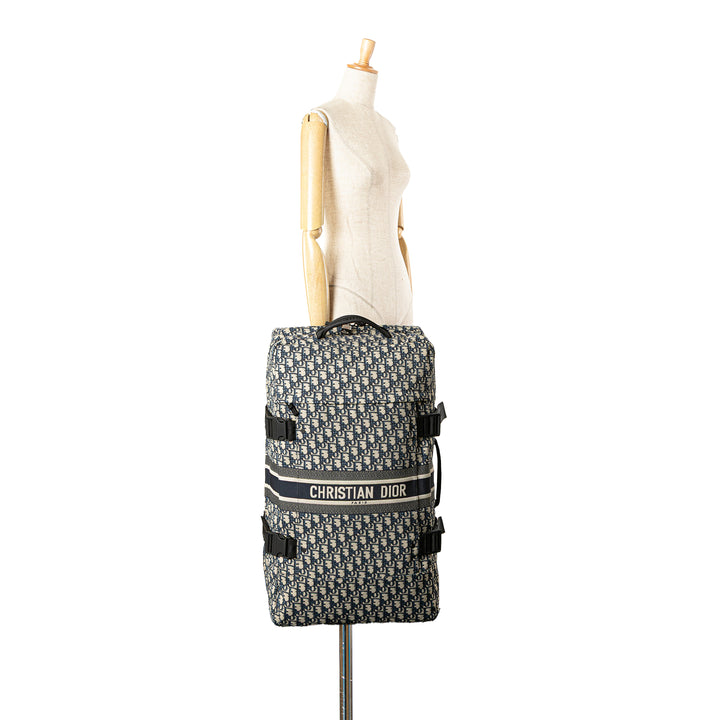 Small Oblique Canvas Diortravel Suitcase Blue - Gaby Paris