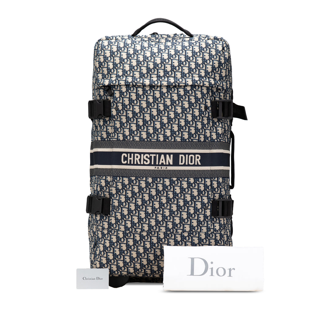 Small Oblique Canvas Diortravel Suitcase Blue - Gaby Paris