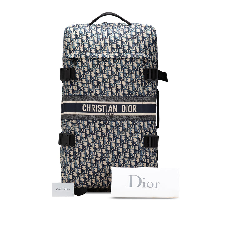 Small Oblique Canvas Diortravel Suitcase Blue - Gaby Paris