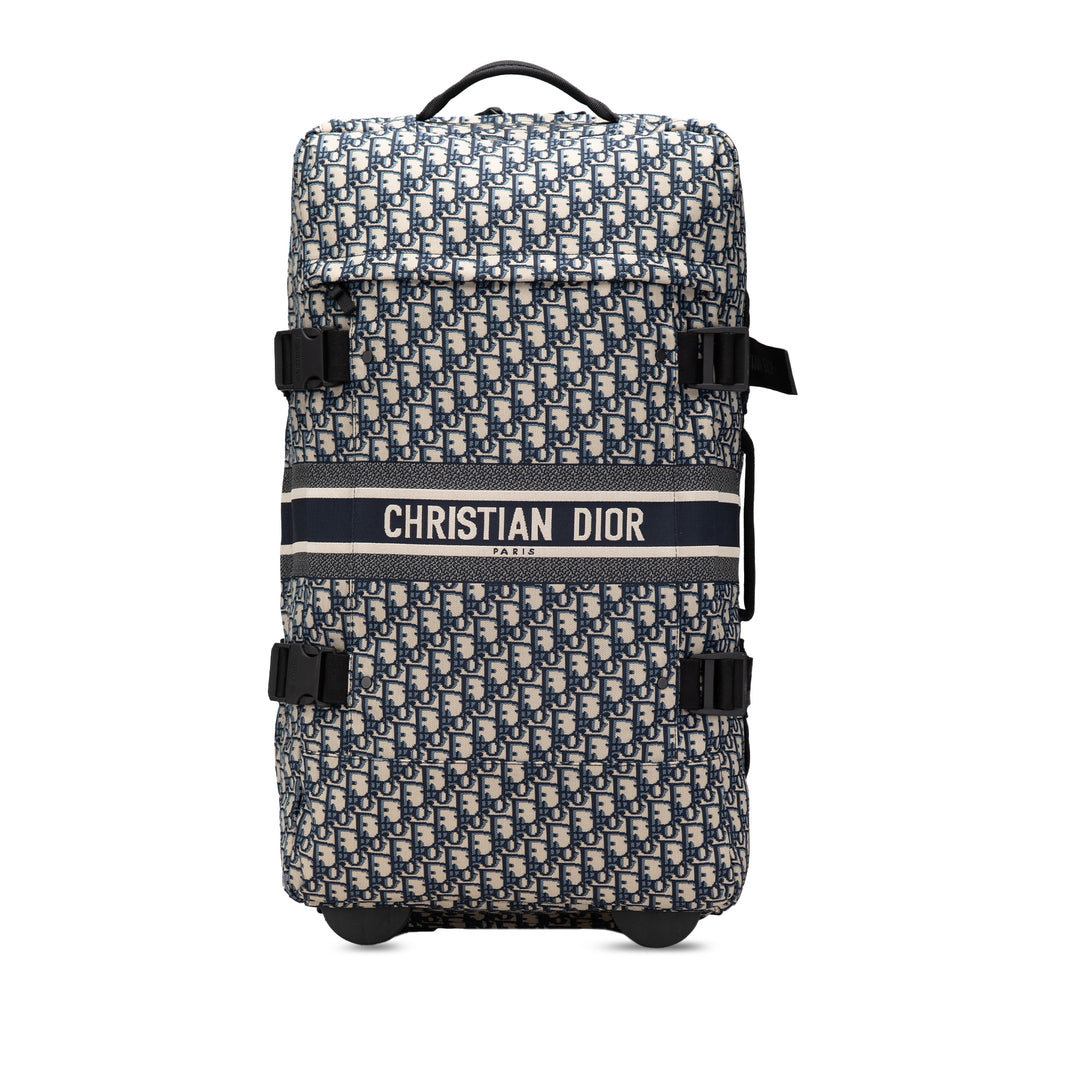 Small Oblique Canvas Diortravel Suitcase Blue - Gaby Paris
