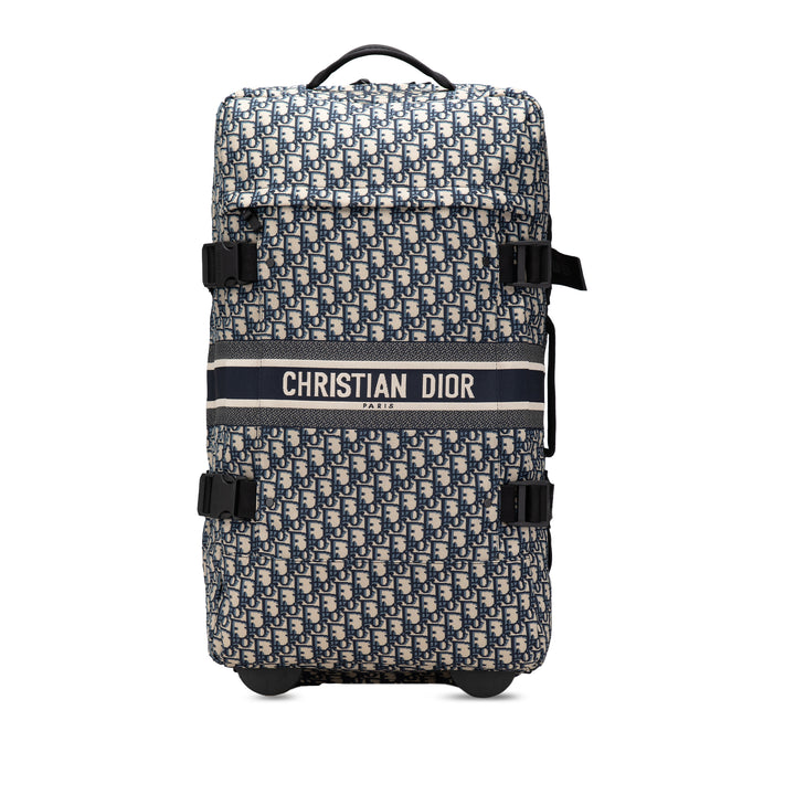 Small Oblique Canvas Diortravel Suitcase Blue - Gaby Paris