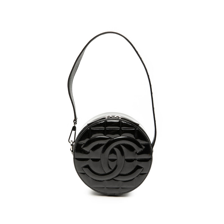 Chanel CC Choco Bar Cuir verni Rond Sac bandoulière